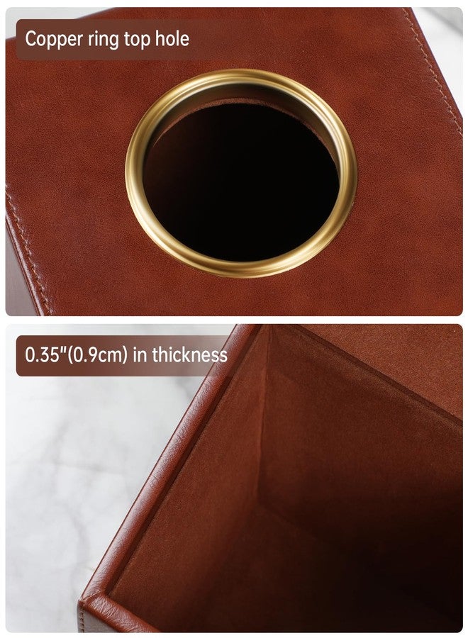 MEIBOOCH Square Tissue Box Cover, Luxury PU Leather Tissue Holder with Magnetic Closure (Brown) - Image 4